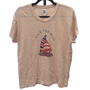 Emily + Meritt Rock The Boat Oversize Tee in Sugared Icing NEW